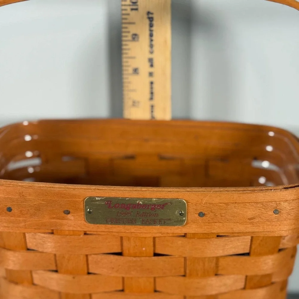 Longaberger 1995 Edition Dresden Basket Handwoven Wood with Liner and Handle